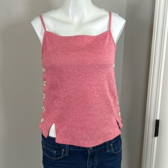 Anthropologie Meadow Rue Pantego Side Button Tank Top Red Sleeveless Sz S - Picture 3 of 13